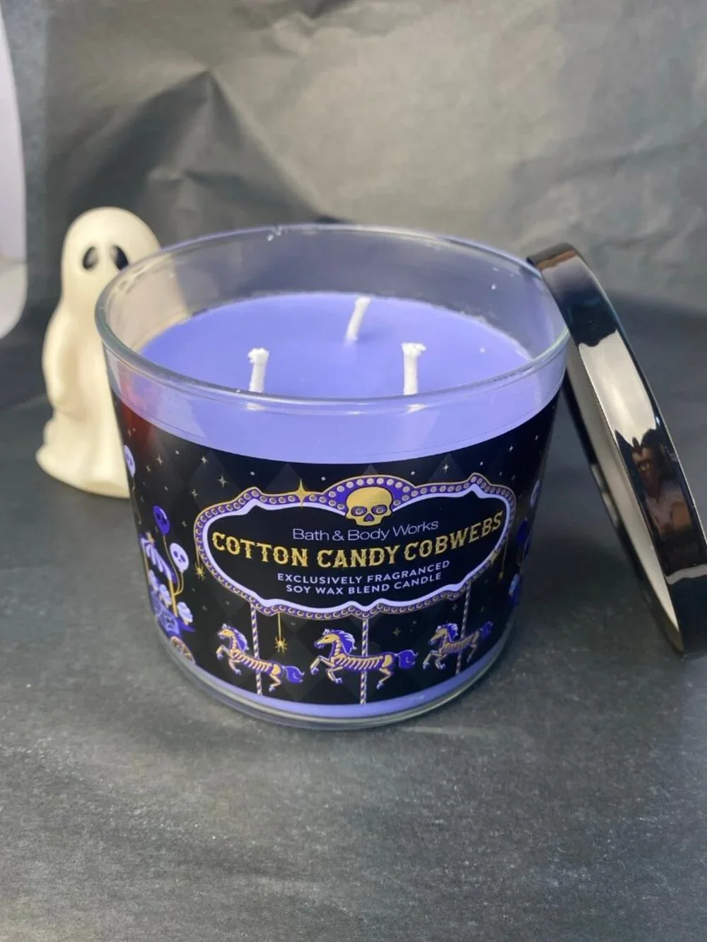 Halloween “Cotton Candy Cobwebs” Bath & Body Works New 3 Wick Candle